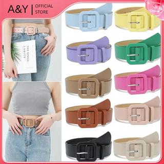 A & Y Thắt lưng vuông nữ màu xanh da trời đơn giản, thiết kế dây đeo vintage
