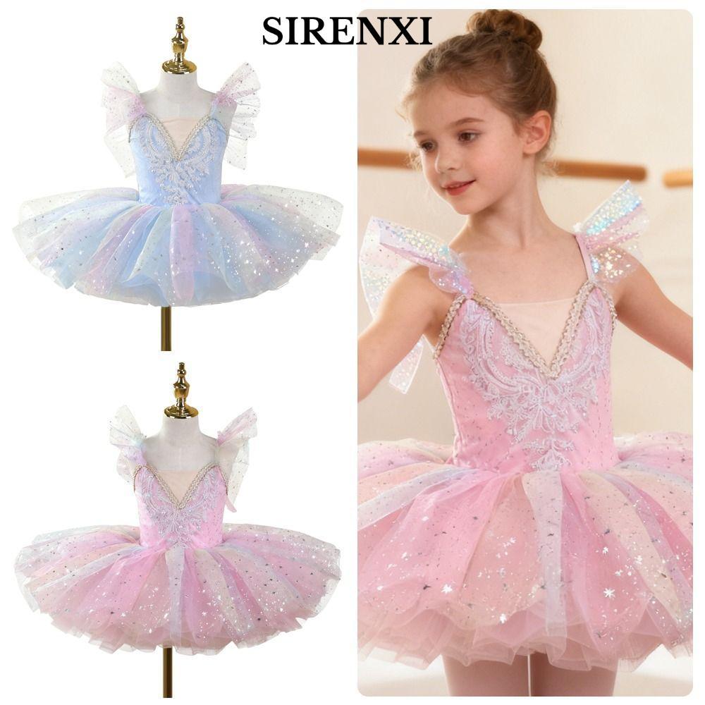 Đầm múa ba lê trẻ em SIRENXI, Đầm dự tiệc Sequin Ballet Tutu, Quần áo biểu diễn phồng hiện đại thời trang khiêu vũ