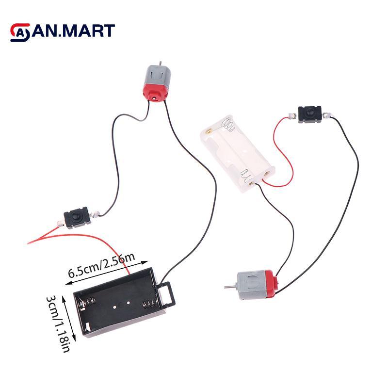 AN.MART Bla White 130 Bộ Động Cơ Với Hộp Bảo Quản Và Công Tắc Pin 2xAA 16500 RPM Mini DIY Mô Hình Mạch Động Cơ Điện Tử Bộ VN