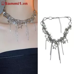 ZK Punk Style Choker Dây Xích Ngôi Saỏ Tua rua