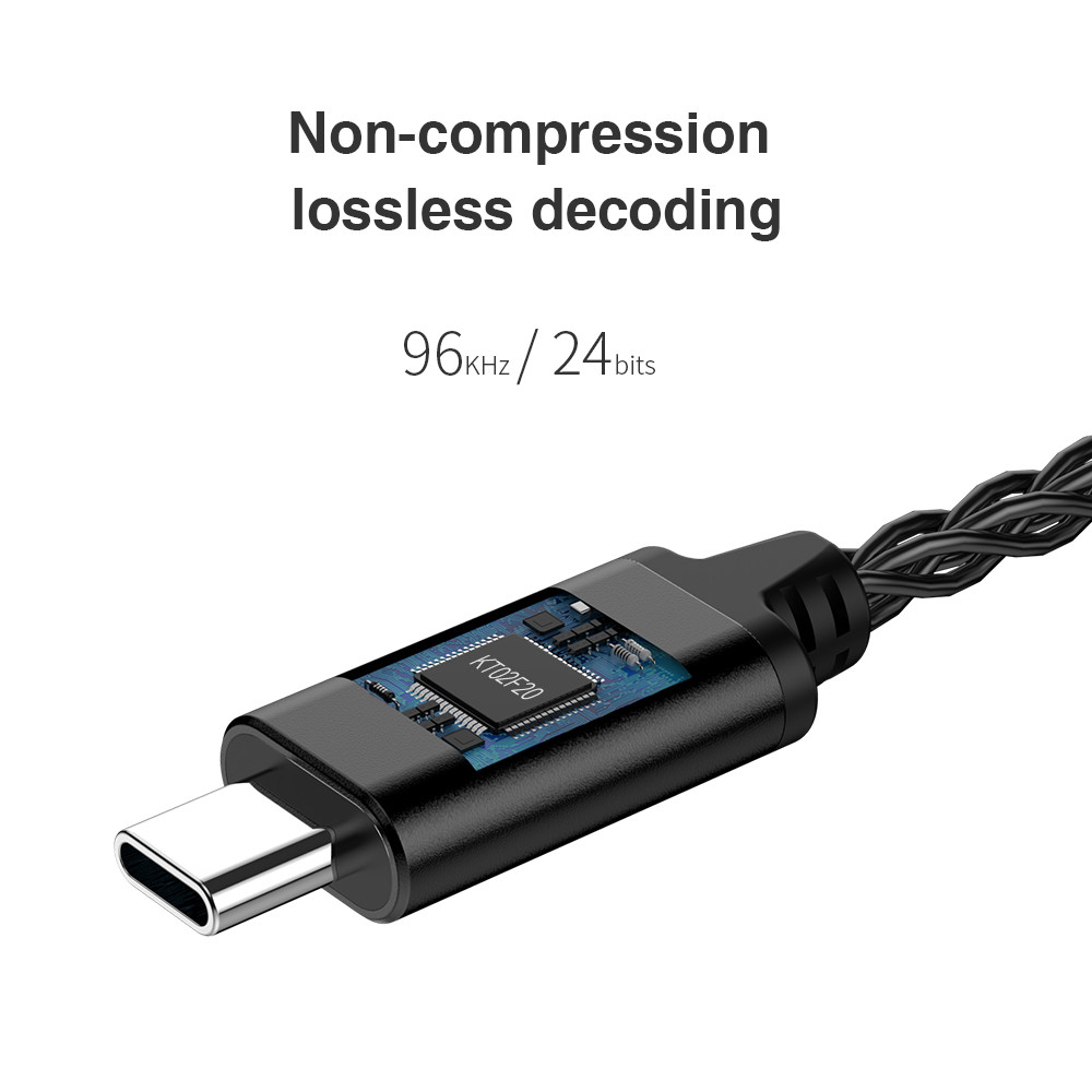 TRN TE / TE + DAC AMP Adapter Type-C Sang 3.5mm Cáp Âm Thanh Chip Tai Nghe Khuếch Đại PCM 192kHz Cho KZ IMEs