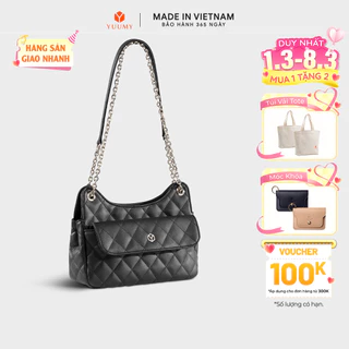 Túi Yuumy (Thời trang nữ da chần bông phối dây xích size 24 - Túi đeo chéo da Seasand YN241)