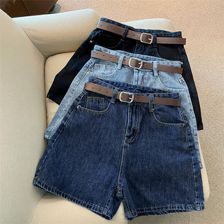 Quần short denim nữ mùa hè mới, phong cách thời thượng, cạp cao, đơn giản, thon gọn