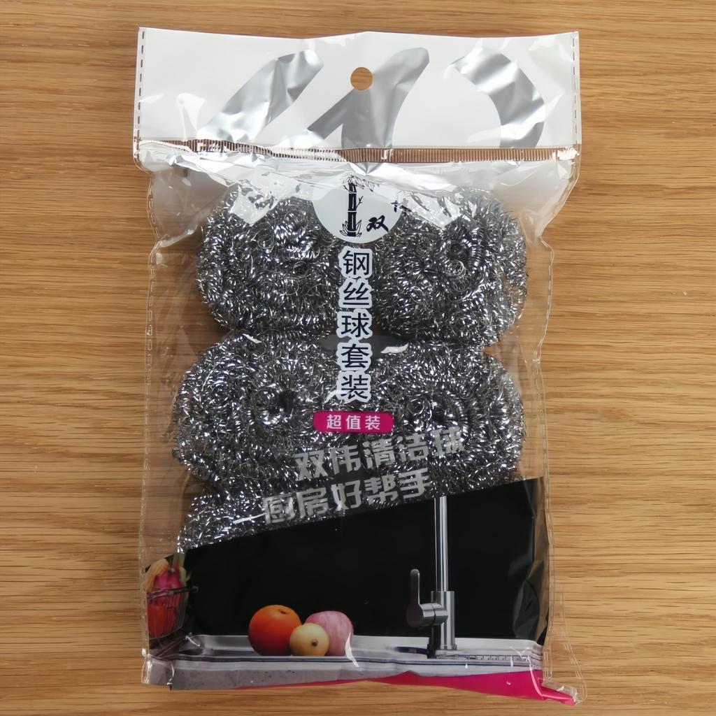 Set 6 Búi Sắt Cọ Xoong Nồi Sợi Kim Loại Thép Không Gỉ Làm Sạch Hiệu Quả,Miếng Nhùi Cọ Xoong Nồi KIM LOẠI Siêu Bền -FE123