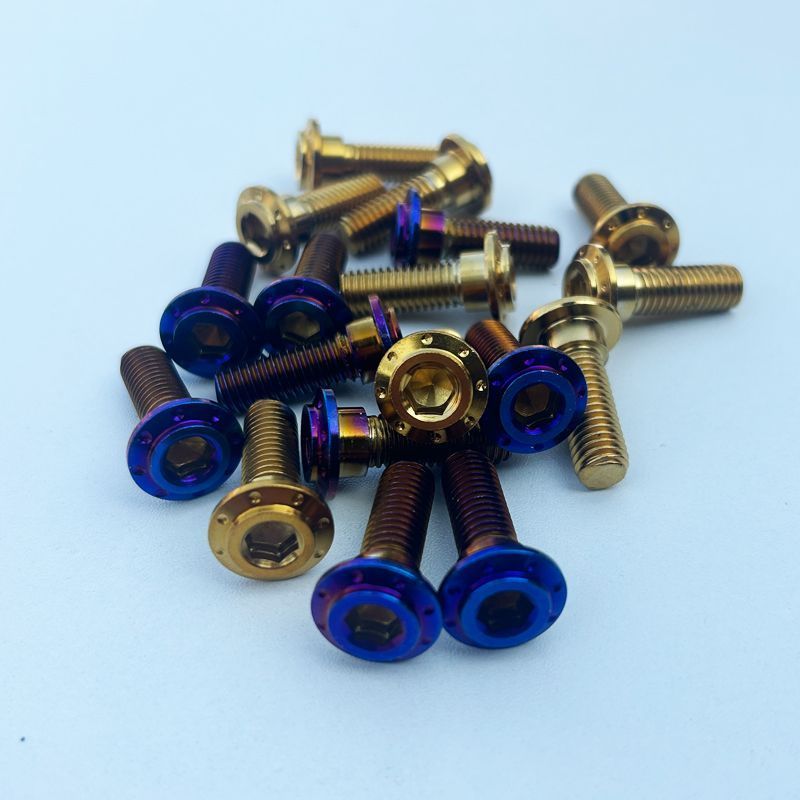 Đinh tán lục giác mặt bích M8*25 dùng cho xe điện/xe máy, phanh đĩa lớn, màu vàng xanh