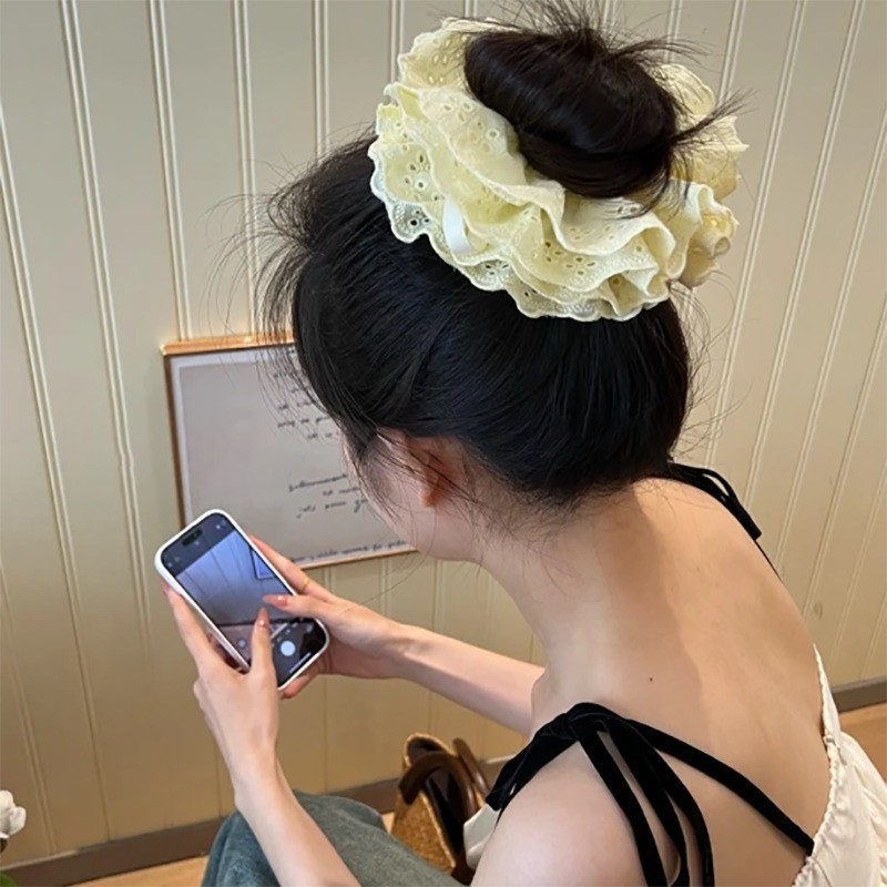 Dây rút ren Dây buộc tóc Scrunch Hàn Quốc Dây buộc tóc đuôi ngựa thấp ngọt ngào