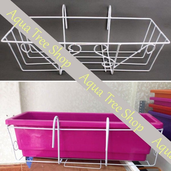 Giỏ sắt treo chậu trồng cây ban công hình chữ nhật, giá treo trồng hoa ban công kích thước 48x21x16cm