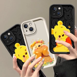 Tương thích với Redmi Note 11 10 9 11T Pro + 11s 10s 9s Ốp điện thoại Winnie the Pooh với vỏ mềm silicon bó hoa