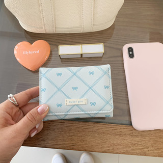 Sweet Bow In Ví Nữ Phong Cách Ngắn Dễ Thương Nhiều Thẻ Có Thể Gập Lại Ví Đựng Tiền Mặt Tiện Lợi