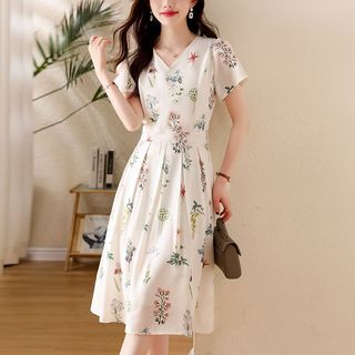 Đầm Hoa Nhí Tiểu Thư  Váy Xòe Nữ Tính Thanh Lịch Phong Cách Hàn Quốc