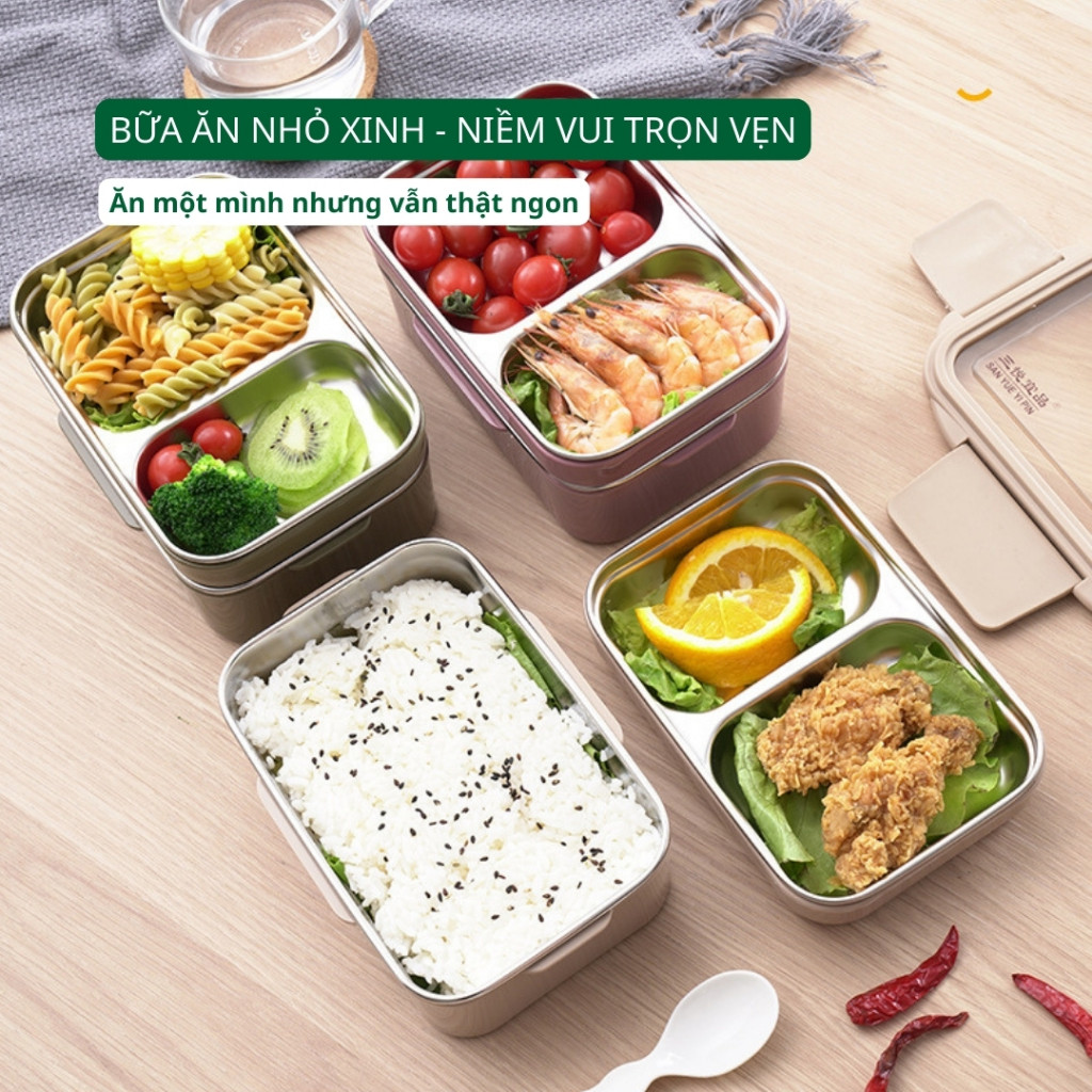 Hộp cơm văn phòng giữ nhiệt tốt, chia ngăn gọn gàng, dễ vệ sinh, quay được lò vi sóng.