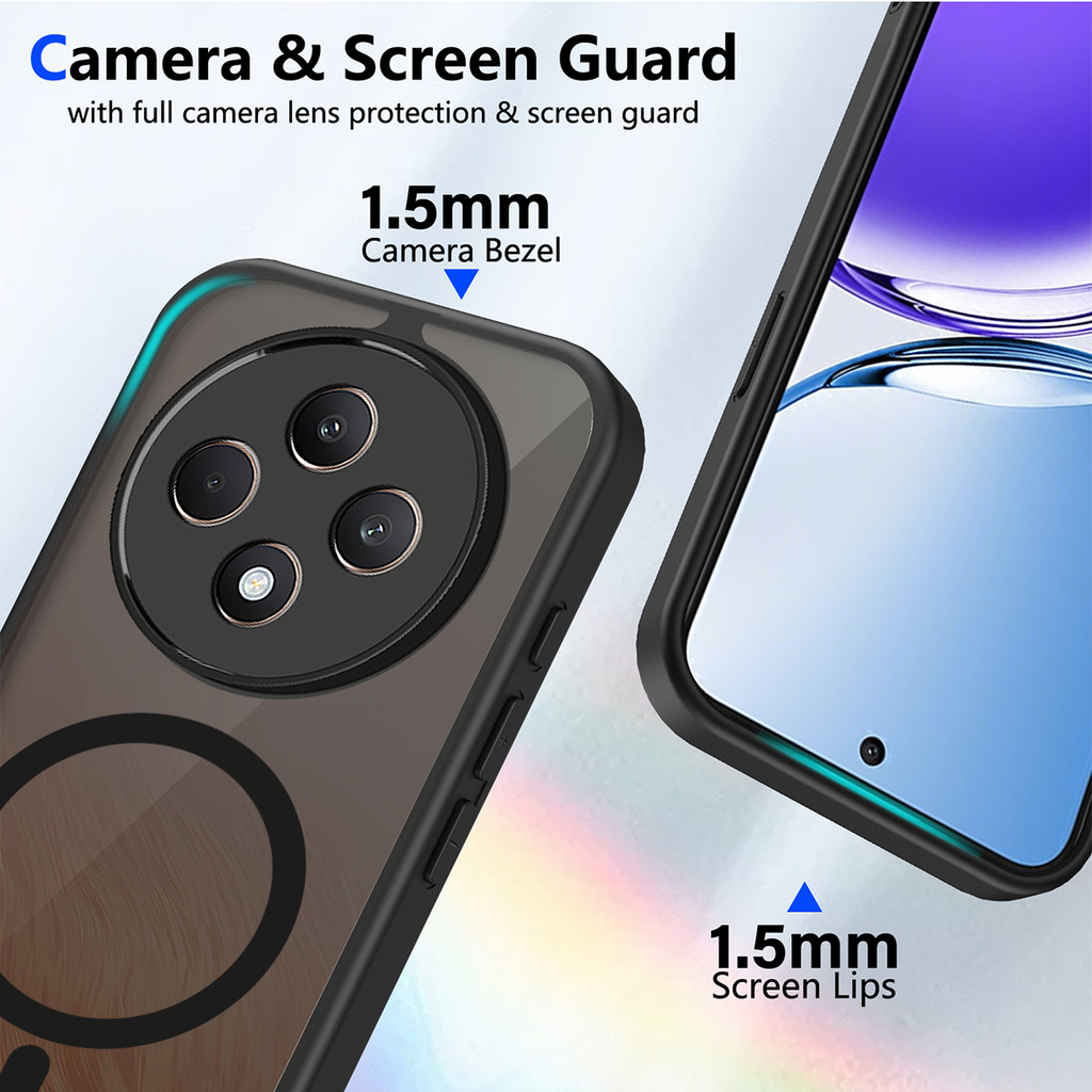 Ốp lưng OPPO Reno 12F 5G Vỏ hấp dẫn từ tính màu đen mờ cho Ốp điện thoại OPPO Reno 12F 5G