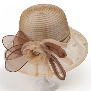 Mũ Cá Mùa Hè Organza Đính Hạt Top Nón Phù Hợp Với Retro Hoa Thanh Lịch Sang Trọng Tấm Che Nắng Chống Nắng Mũ Mát 26.3.4