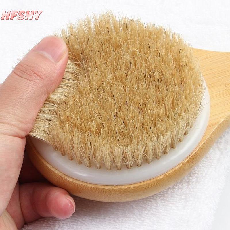HFSHY Bamboo Ba Scrubber Tay cầm dài Máy chà sàn cơ thể Ánh sáng Bàn chải tắm dễ cầm để làm sạch da Tẩy tế bào chết VN