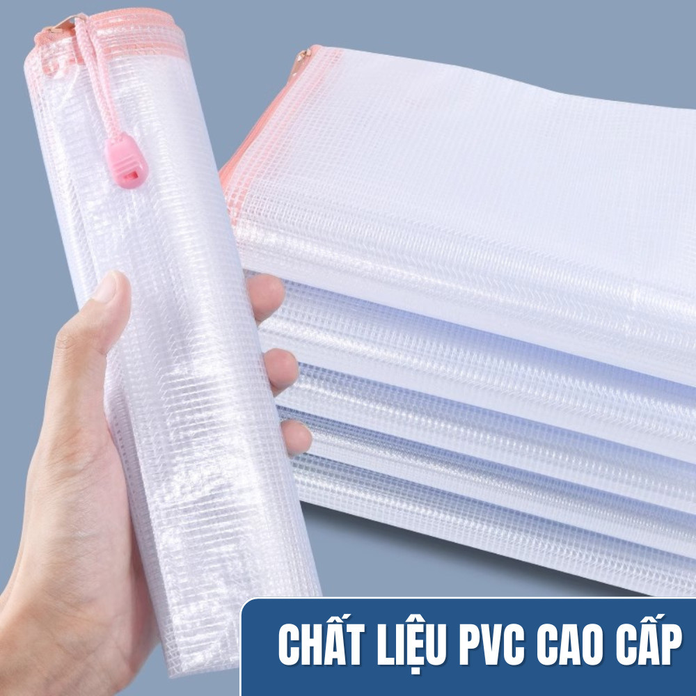 Túi đựng tài liệu chống thấm nước A4 có khóa kéo và túi lưới, bộ túi đựng tài liệu cho học sinh