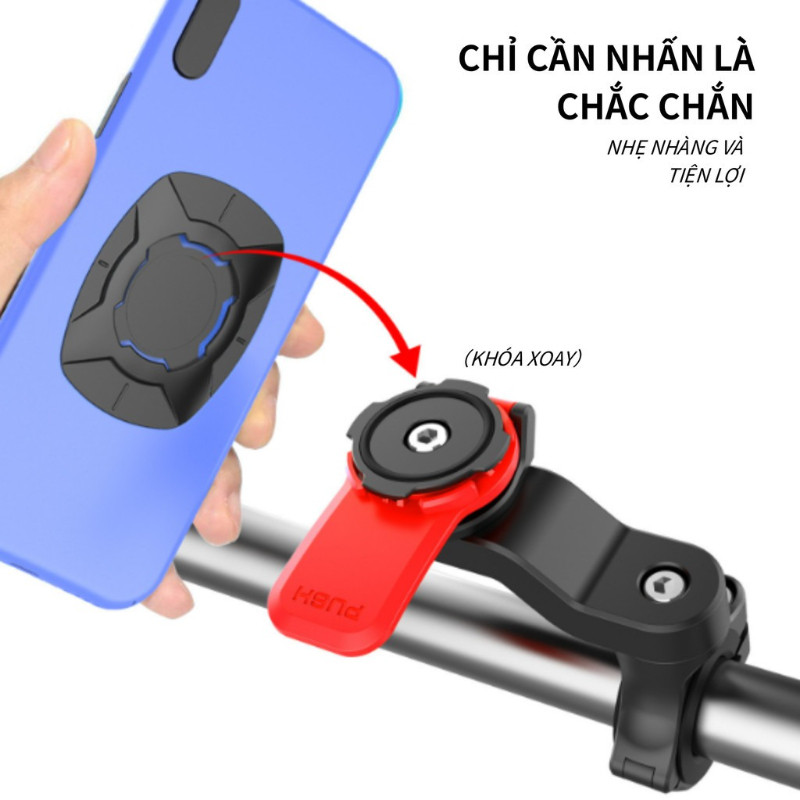 Đế Gắn Điện Thoại Chống Rung Giảm Chấn - Cho Tay Lái 22.2/25.4/28.6mm, Xoay 360°, Dùng Cho Xe Máy, Xe Đạp, Xe Điện
