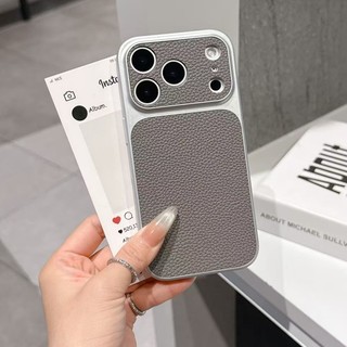 Ốp Điện Thoại Da Họa Tiết Litchi Sang Trọng Cho iPhone 11 12 13 14 15 16 17 Pro Max Ốp Lưng Kinh Doanh Chống Sốc