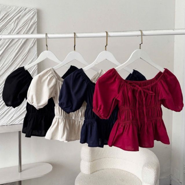 Áo Babydoll Dáng Rộng thắt nơ tay bồng tôn dáng cho nữ m600664 - Sambotique