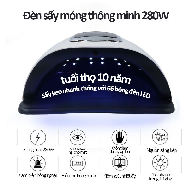 Máy Hơ Gel UV LED Công Suất 180-280W - Đèn Hơ Móng 57-81 Bóng, Máy Làm Móng Tay Khô Nhanh Cho Nail Salon & Gia Đình