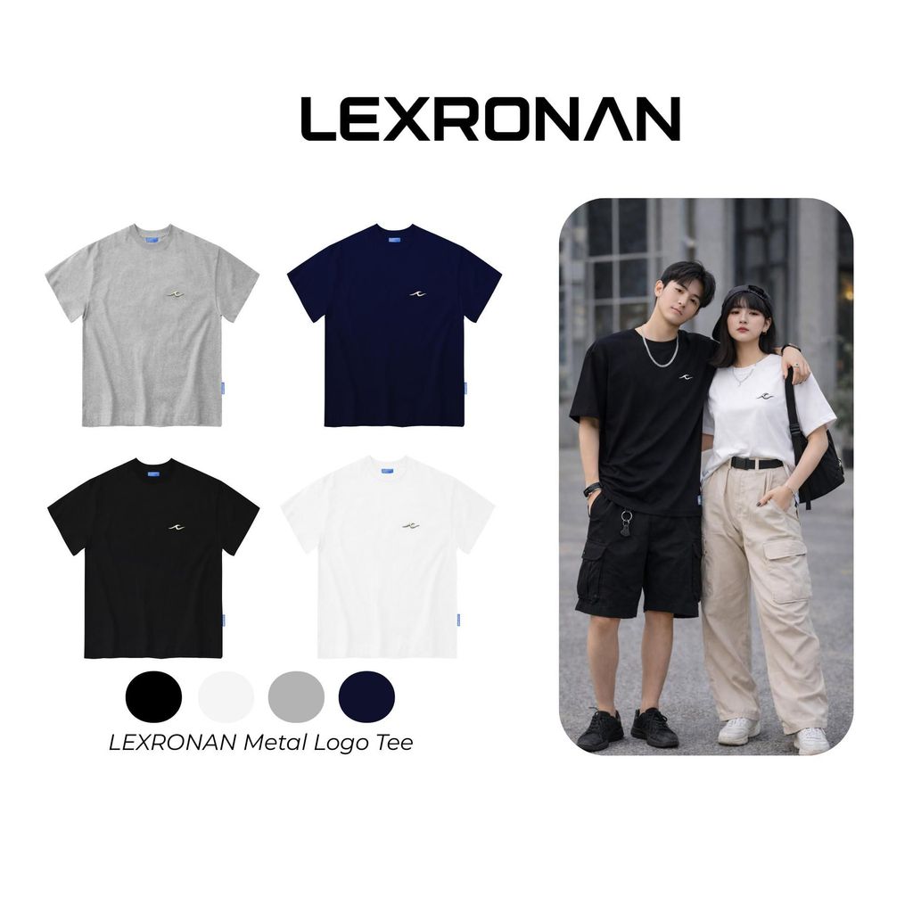 Áo Thun Nam Nữ LEXRONAN Form Boxy  – Áo Phông Unisex Logo Kim Loại, Cotton Nhẹ, Form Rộng, Dễ Phối Đồ #ATBX