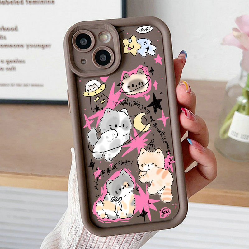 Ốp Lưng Cho OPPO A6 A5X A3 A95 A74 A60 A58 A57 A54 A53 A52 A38 A18 A17 A16 A15 F11 F9 Pro Reno 14 13 12 11 10 7Z 8Z 6Z Chống Rơi Thiên Thần Thiết Kế Mắt Họa Tiết Mèo Dễ Thương JGS352