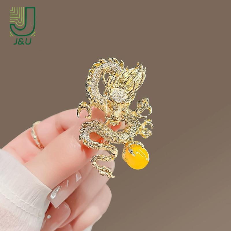 [J & U-T] Trâm cài áo kim cương phong cách Trung Quốc rồng bay, trang sức thời trang dành cho nữ trong các bữa tiệc
