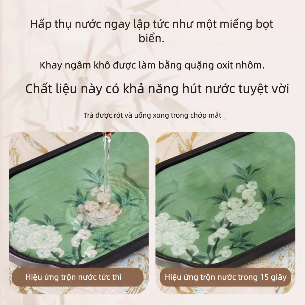 Khay trà bàn trà vuông kiểu Trung Quốc, khay hấp thụ nước, sáng tạo, bộ thoát trà, dùng cho nồi pha