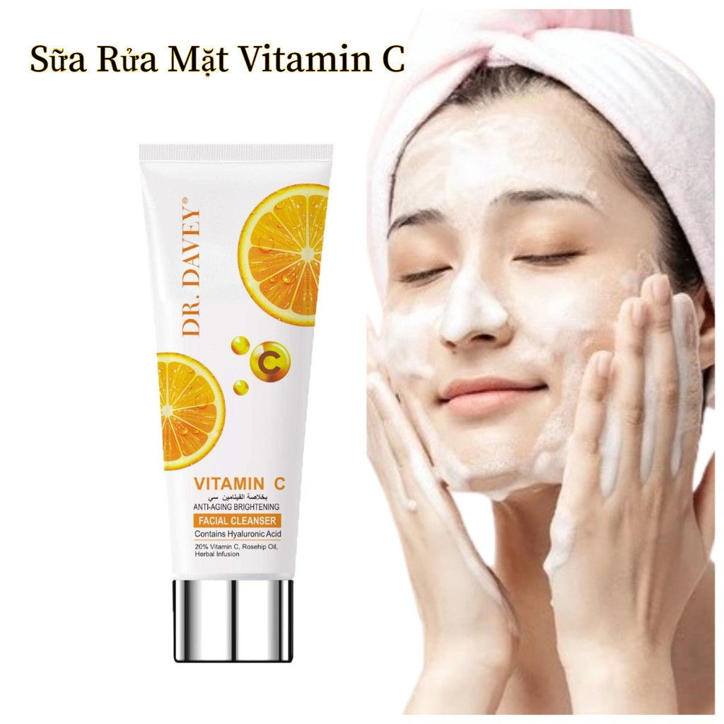 Sữa rửa mặt DR.DAVEY  Vitamin C  giúp Làm sạch Sâu, Trắng Da, Mờ Thâm, sáng da tự nhiên 120g