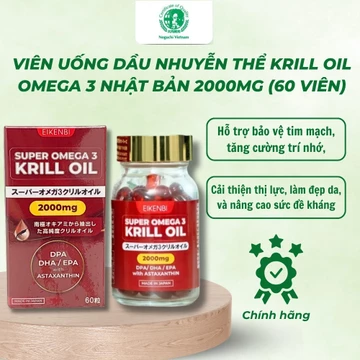 Viên uống Dầu Nhuyễn Thể Super Omega 3 Krill Oil 2000mg Eikenbi 60 Viên
