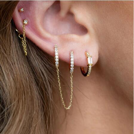 Trái Tim Hình Học Vuông Zircon Bông Tai Niche Tất Cả Trận Đấu Bông Tai Tròn Thời Trang Bông Tai Kim Cương 26.3.24