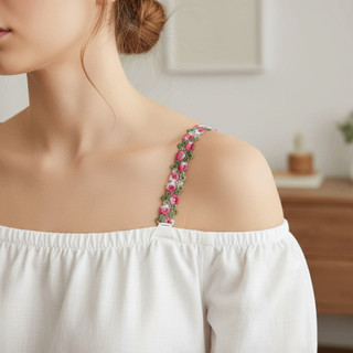 Dây đeo áo ngực hoa METALWRK, Dây đeo vai bằng vải Polyester chống trượt, Dây đeo vai hoa ngọt ngào có thể điều chỉnh Dây đeo vai hoa Váy dự tiệc cưới