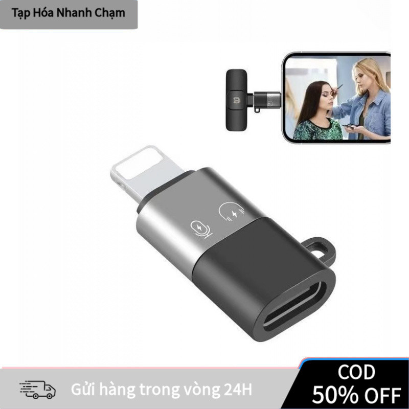 【COD】Đầu chuyển đổi 2 chiều Ligh tning sang Type C và ngược lại, hỗ trợ mic không dây và sạc đồng thời tiện lợi.