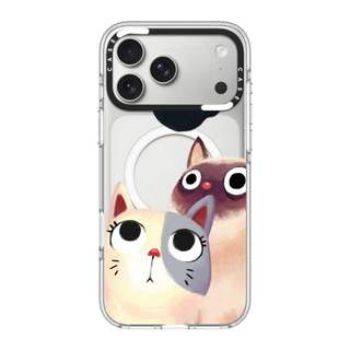 CASECASE X Three Cats Phone Case HỒNG CAMERA RING EDITION Tác động Vỏ hút từ tính trong suốt cho IPhone 17 / 16 / 15 / 14 / 13 Pro Max Air với bao bì cao cấp