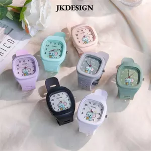 Đồng hồ thể thao silicon JKDESIGN, hình vuông có hộp quà Đồng hồ trẻ em, Đồng hồ hoạt hình phát sáng bằng silicon đáng yêu Unisex