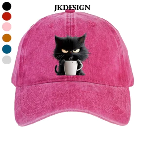 JKDESIGN Mũ bóng chày mèo, Mũ xe tải Feral thoáng khí cho mèo mát mẻ, Thời trang nhẹ in hình mèo con có thể điều chỉnh Mũ lưỡi vịt phong cách Unisex
