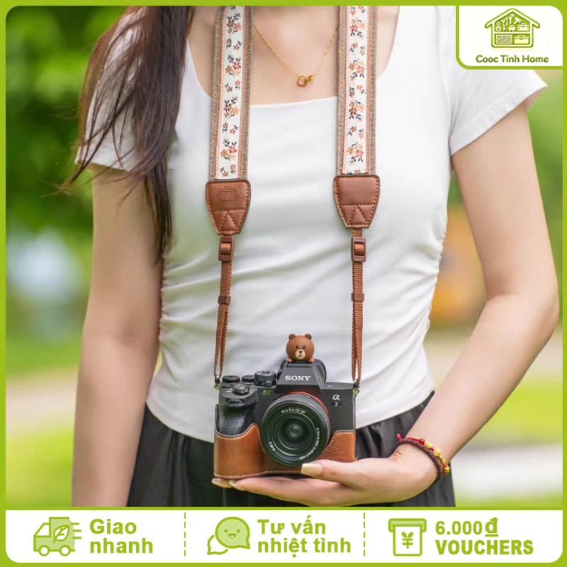 Dây Đeo Máy Ảnh Cao Cấp - Canvas Vintage, Họa Tiết Đặc Sắc, Tương Thích Đa Dòng Máy Canon, Sony,Phong Cách Cổ Điển