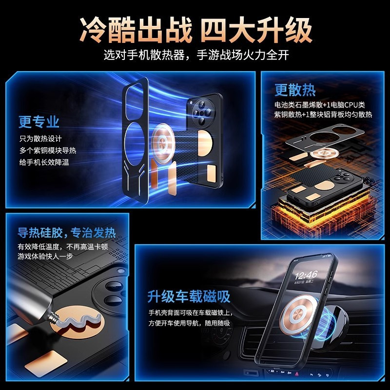 Ốp Tản Nhiệt Kim Loại Cho OPPO Find X8 Pro X7 Ultra X6 Pro X8S X8S + 5G Vỏ Chống Sốc Đồng Đỏ Graphene Tản Nhiệt Silicon Làm Mát Từ Tính Vỏ Điện Thoại