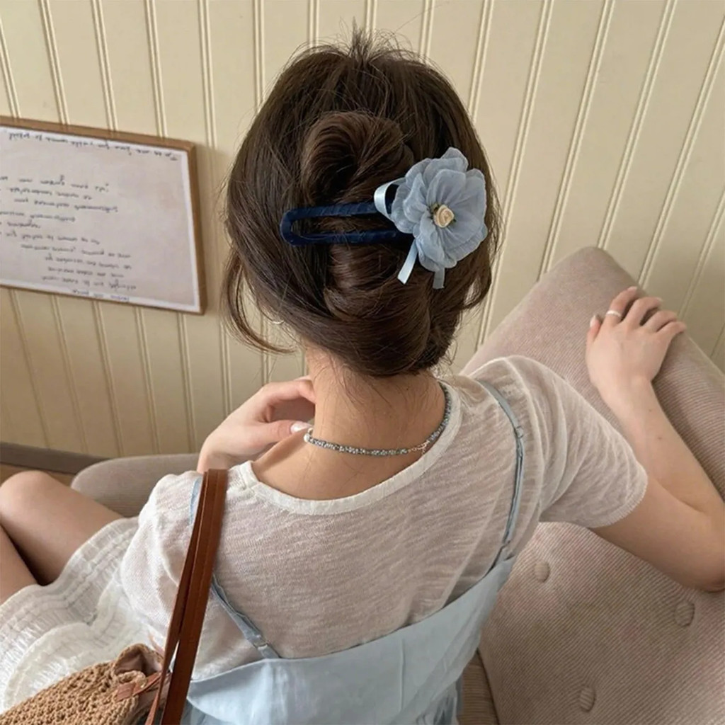 Kẹp Tóc Hình Hoa Mỏ Vịt, Tạo Cảm Giác Tươi Mát Dopamine, Phù Hợp Mùa Hè