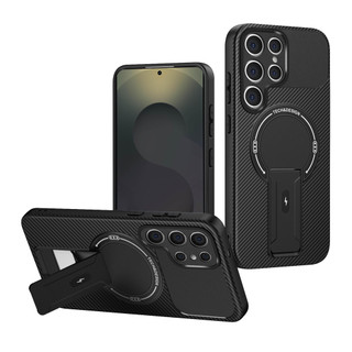 Dành Cho Samsung Galaxy S25 Ultra / S24 Plus / S25 Edge / S23 Ultra / S22 Ultra Ốp điện thoại Carbon Tecture Lưng Cứng Cạnh Mềm Có Thể Gập Lại Đế Chống Sốc Chống Rơi Mỏng