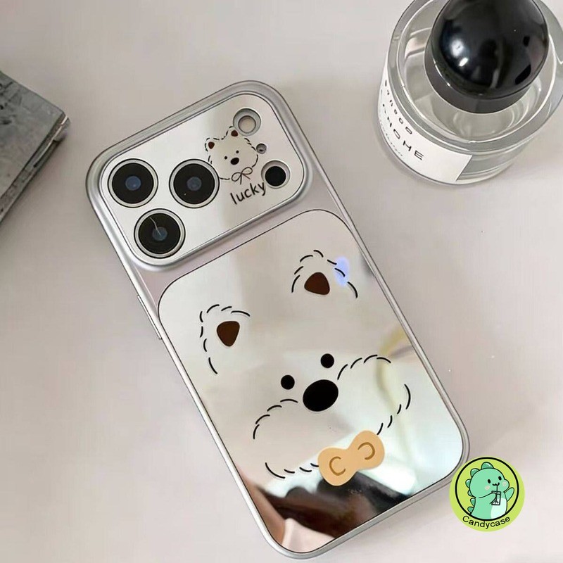 Ốp Điện Thoại Gương Bạc Cho Vivo Y31D Y500 Y500i Y300 X300 X200 FE T4 Ultra S30 Pro Mini Plus iQOO 15 Ultra Z10 5G 4G Vỏ Sang Trọng Hoạt Hình Dễ Thương Westie Puppy Vỏ Mềm