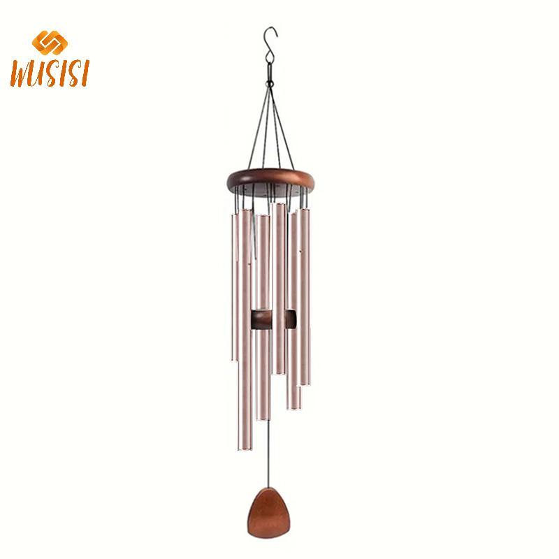 [WUSISI] Chuông gió ống nhôm 26 Inch cổ điển có thẻ treo bằng gỗ Trang trại Sân thượng Sân vườn Ban công Trang trí hành lang MỚI