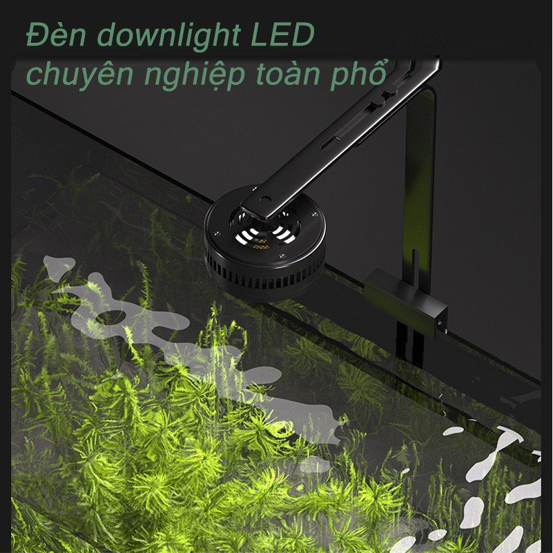 Đèn Bể Cá Tròn LED COB ánh sáng tự nhiên nịnh màu cá tạo hiệu ứng sóng nước chân kẹp chống gỉ