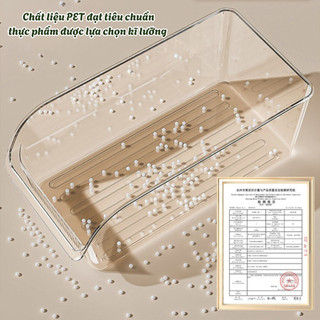 Hộp Sắp Xếp Tủ Lạnh Nhựa PET Trong Suốt Có Tay Kéo, Khay Đựng Thực Phẩm Lưu Trữ Tủ Lạnh Đa Năng