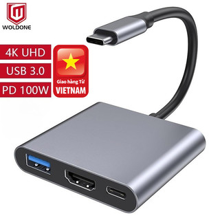Bộ chuyển đổi 3 trong 1 Hub Type C sang HDMI Cáp sạc 4K USB 3.0 Bộ chuyển đổi USB-C 3.1