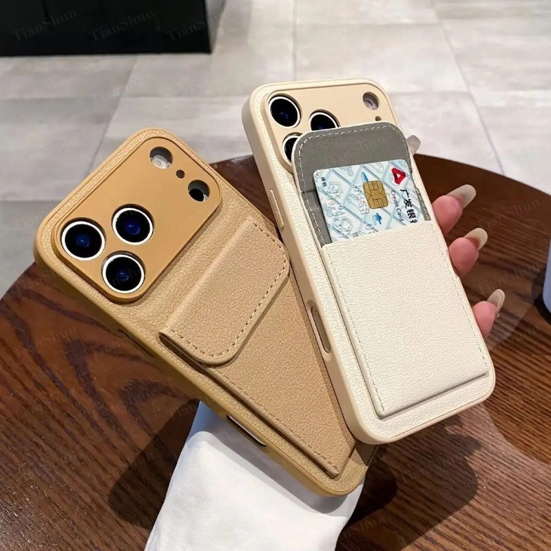 Ốp Điện Thoại Ví Họa Tiết Da Lụa Sang Trọng Tương Thích Cho IPhone 17 16 15 14 13 12 11 Pro Max Air Plus Mềm Chống Sốc Ốp lưng Ốp Lưng Thẩm Mỹ