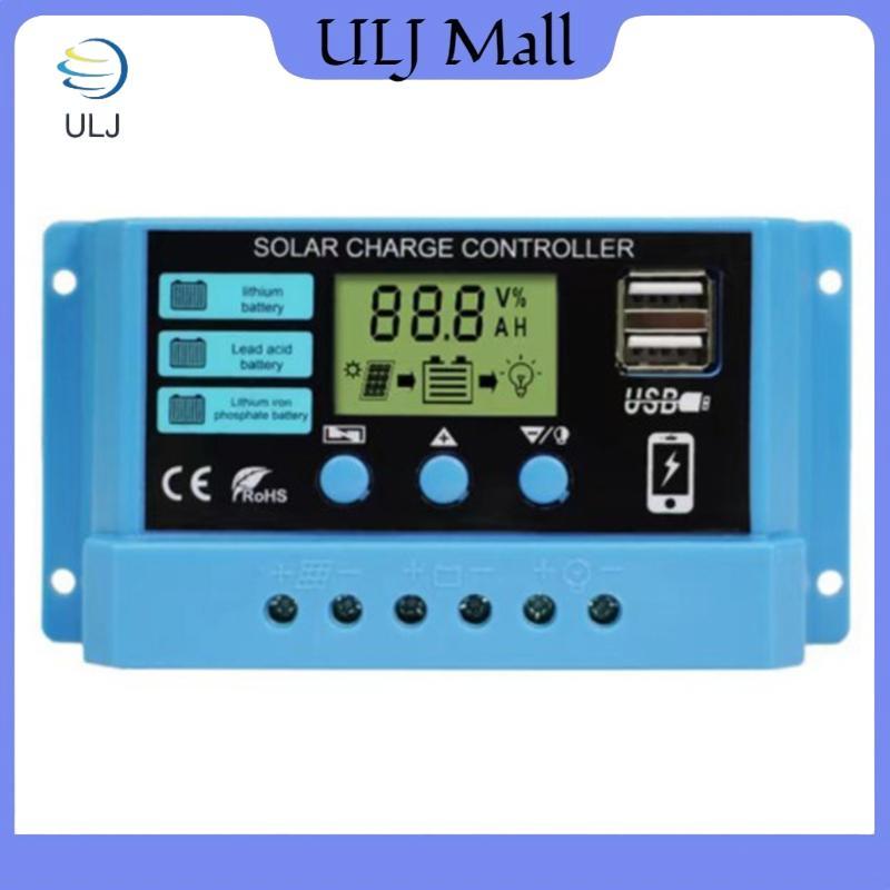 Bộ điều khiển sạc năng lượng mặt trời ULJ 30A 20A 10A 12V Bảng điều khiển năng lượng mặt trời tự động Bộ điều khiển LCD PV cho pin chì, USB kép.
