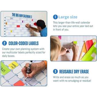 Wall Calendar 2026 Large Planner with Marker Full Year Wall Calendar with 100 Labels for Home Classroom Big Goals