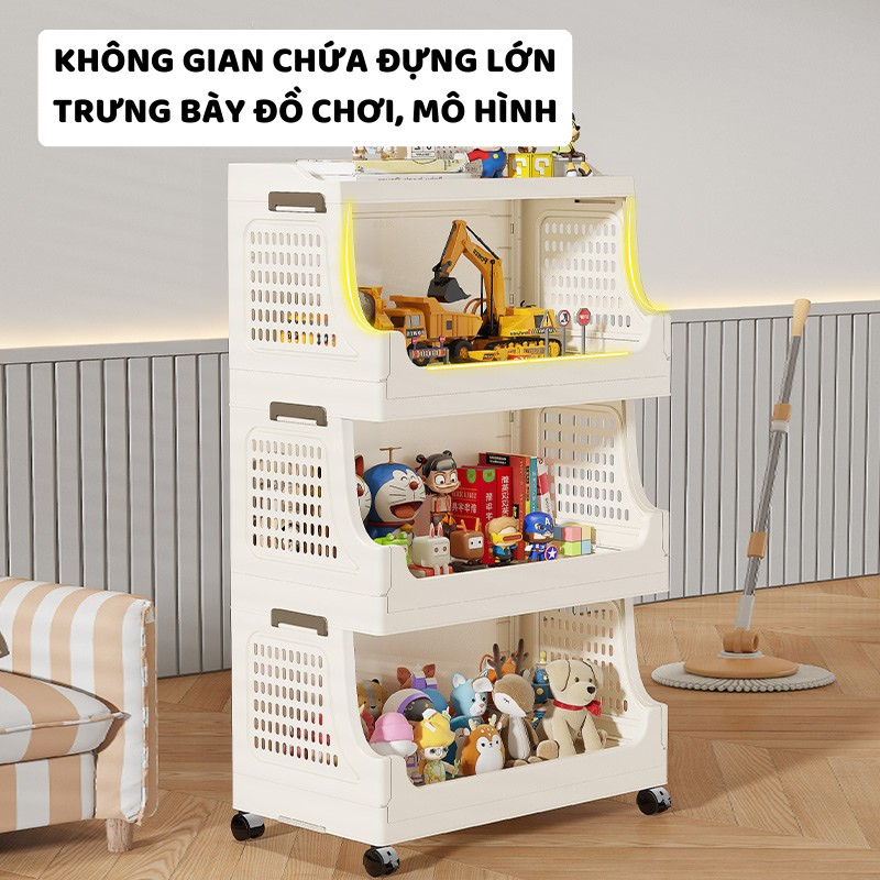 Kệ Đựng Đồ Chơi Gấp Gọn ENODA HOME, Tủ Kệ Đựng Đa Năng Cho Bé Chịu Lực Tốt Có Bánh Xe Di Chuyển Dễ Dàng TUN052