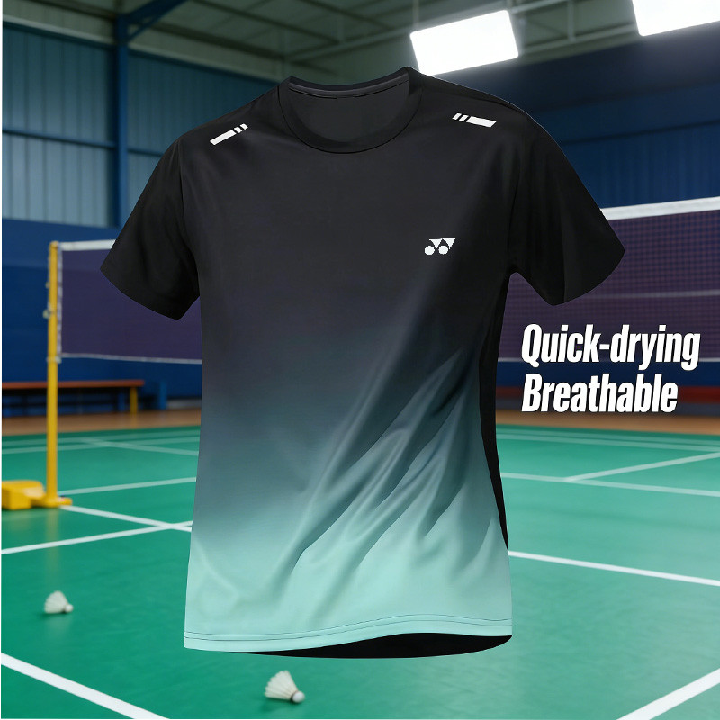 Áo thun thể thao ngắn tay YONEX, thoáng khí, khô nhanh, phù hợp cho các hoạt động thể thao như cầu lông, chạy bộ và tập thể dục.