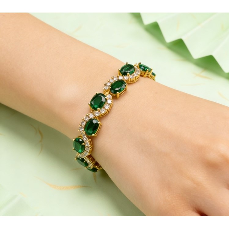Vòng cổ nữ tinh tế với thép titan và đá quý xanh zircon, phong cách cổ điển